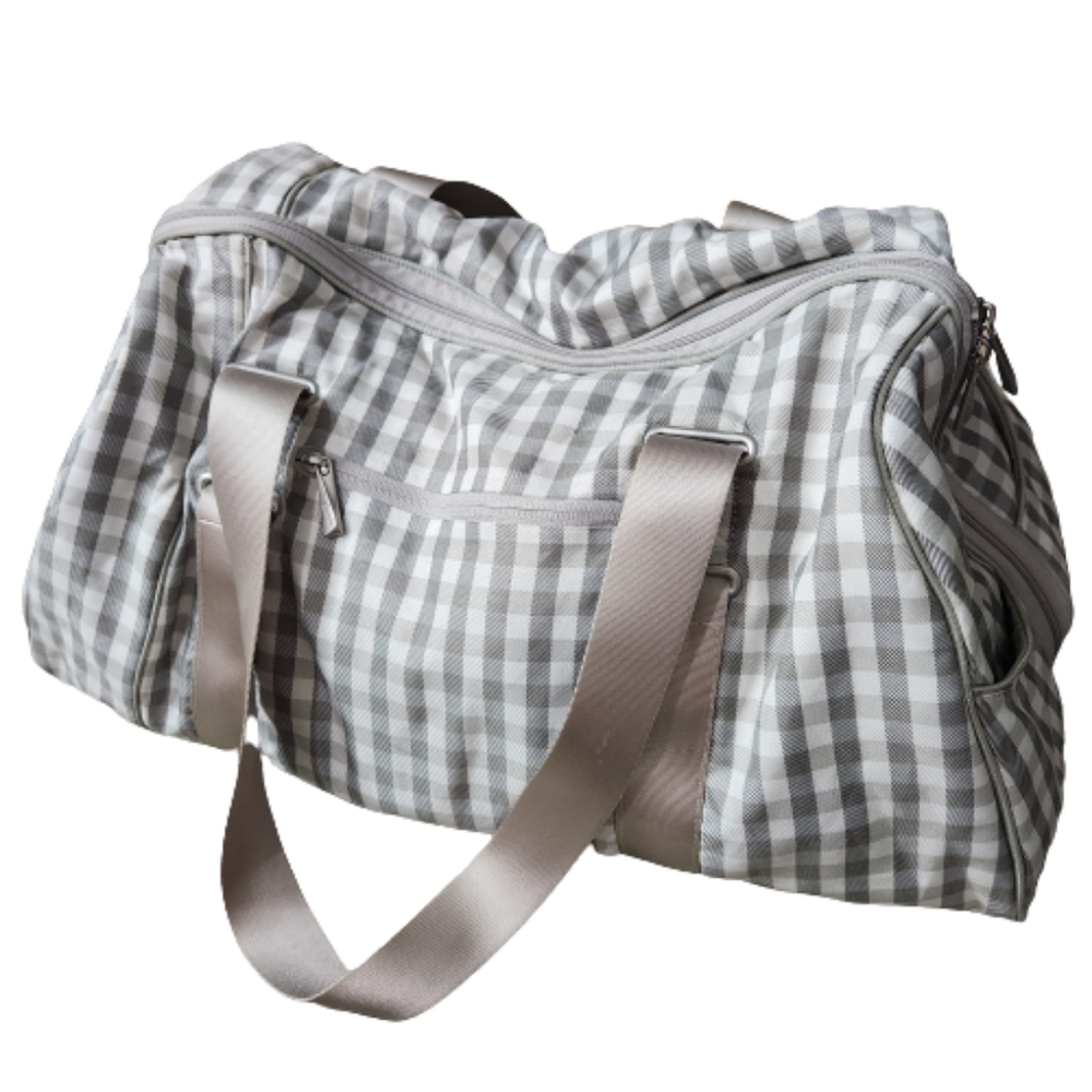 Nike Womens Brassie Day Duffle Bag Zip Golf Gray White Checkered